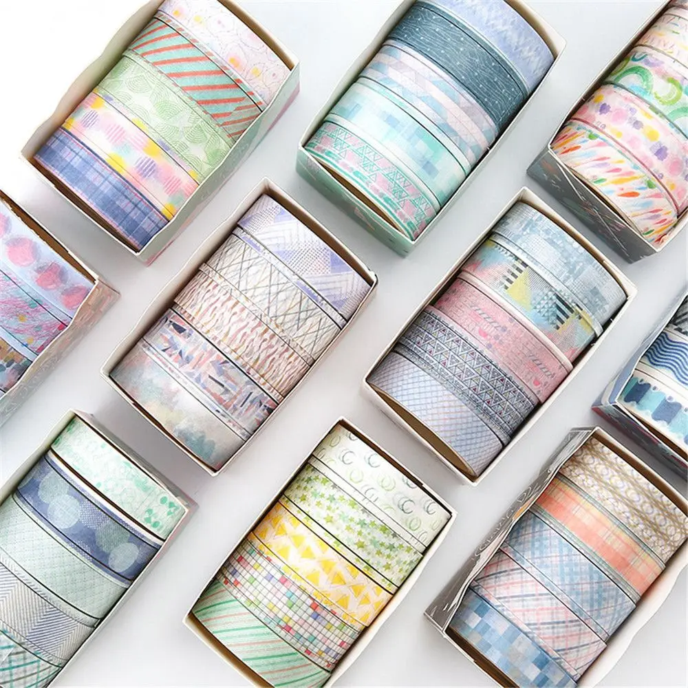 

5pcs/set Grid Slim Color Washi Tapes Kawaii Stationery Self Adhesive Masking Tapes DIY Scrapbooking Decorative Stickers Gift Tag