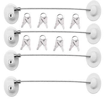 

Child Refrigerator Door Locks, File Cabinet Lock, Drawer Lock, Lock for Cabinet, (4 Pack White)