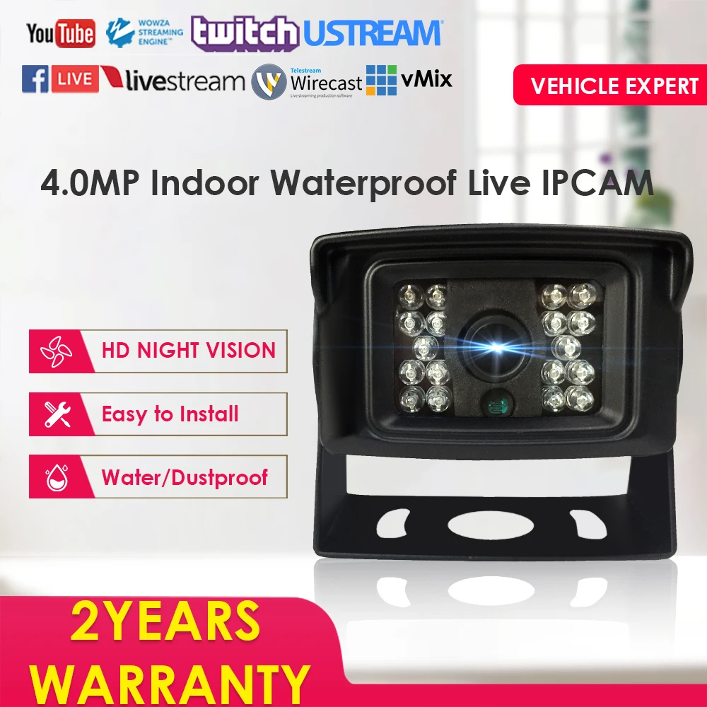 4.0MP H.265/H.264 HD Беспроводная Wi-Fi прямая трансляция ИК резервная CCTV IP камера с 2,8 мм/3,6 мм Push видео поток на Youtube/Wowza RTMP