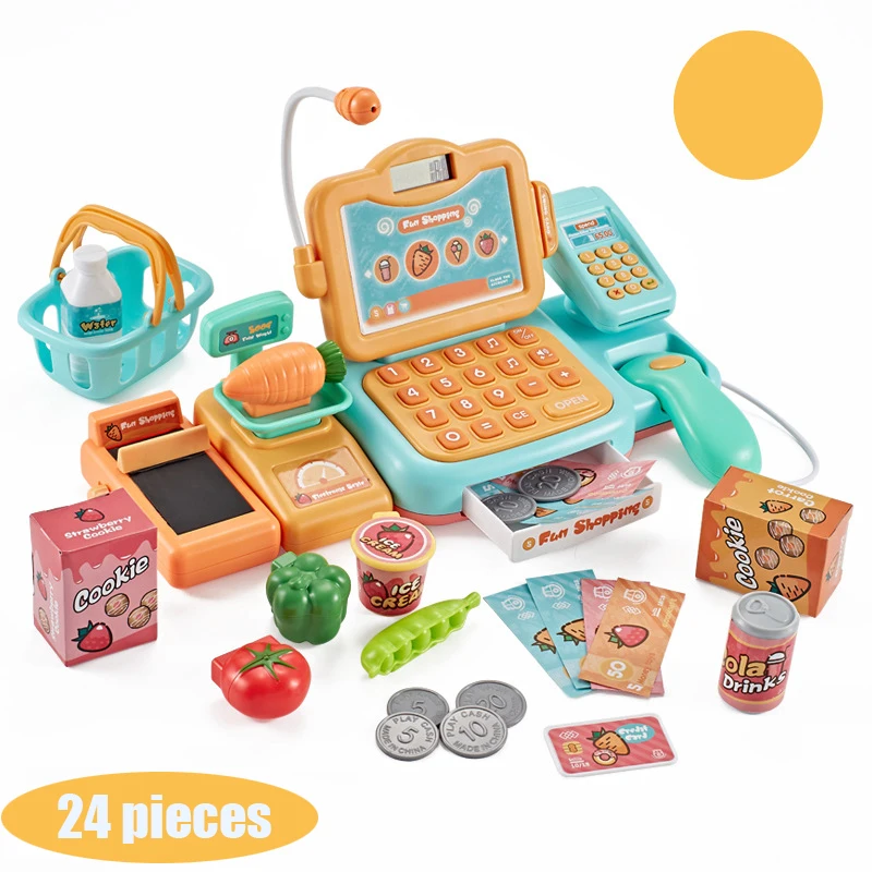 Детский имитированный супермаркет, кассовый набор, игрушка для девочек, интеллект, многоцелевой кассовый Домашний Детский кассовый аппарат