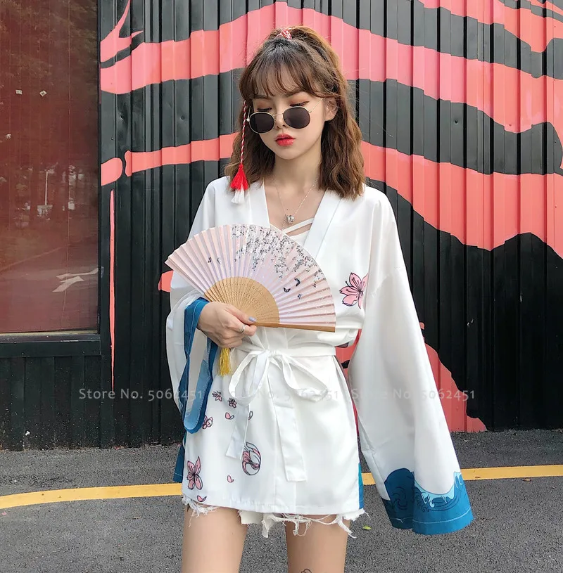 Для женщин Для мужчин японский пары одежда Yukata уличная кимоно Haori пальто самурая кардиган Harajuku Стиль Свободная блузка серия укиё-э куртки