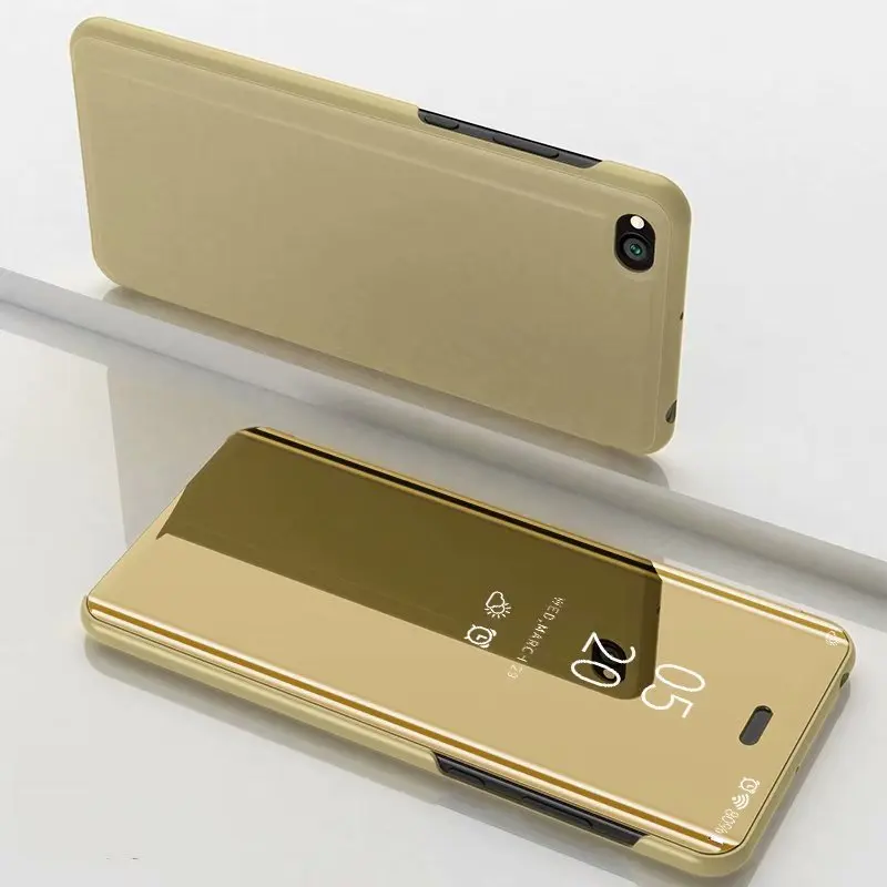 Golden Чехол для Xiaomi Redmi GO, роскошное умное зеркало, откидная Прозрачная крышка для просмотра на Xiomi RedmiGO, аксессуар для Redmi 5A, Fundas Coque - Цвет: Golden
