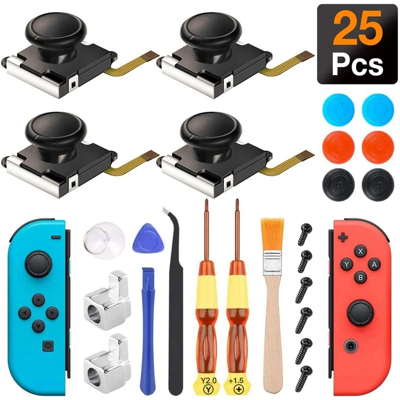 (4 шт.) Набор для ремонта 3D аналоговых палочек Nintendo Switch Joy Con с металлическими