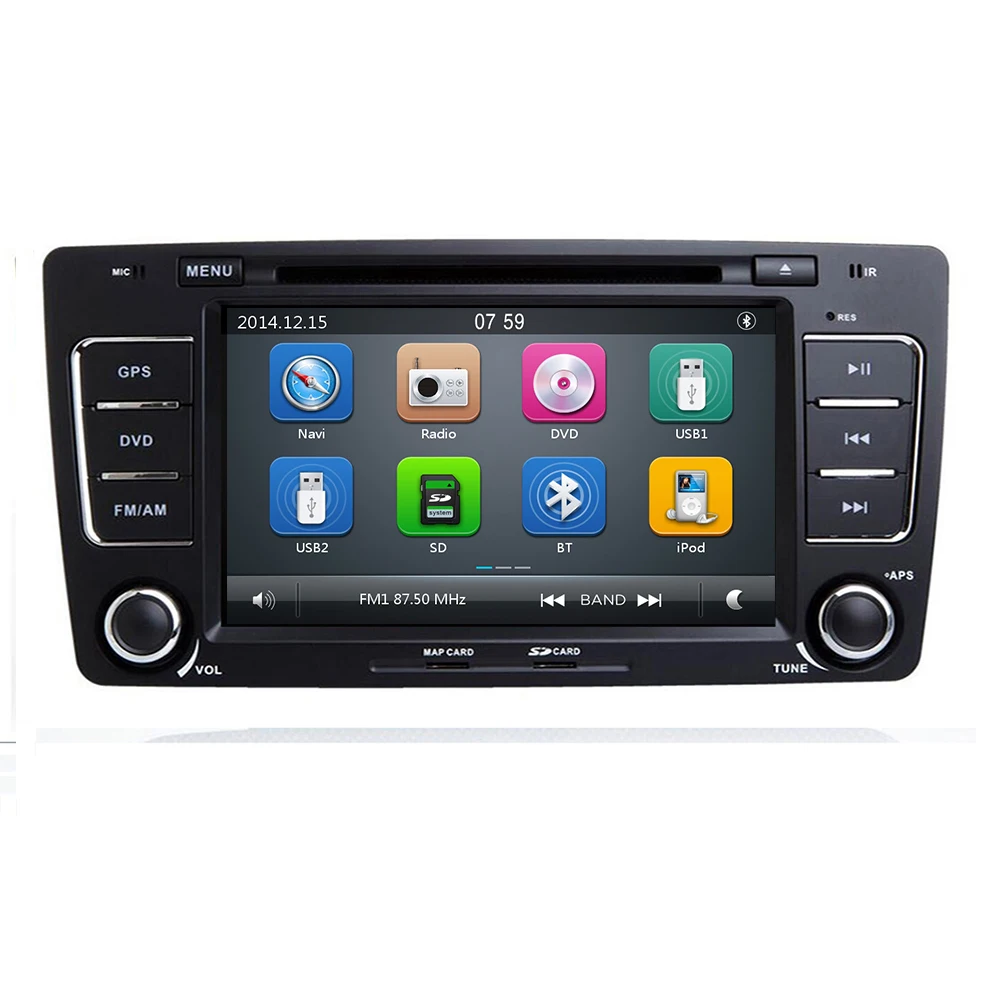 Excellent Car Multimedia player GPS Autoradio 2 Din 7 Inch For SKODA Octavia 2009-2013 Bluetooth IPOD FM Radio RDS WIFI DVR SD 1