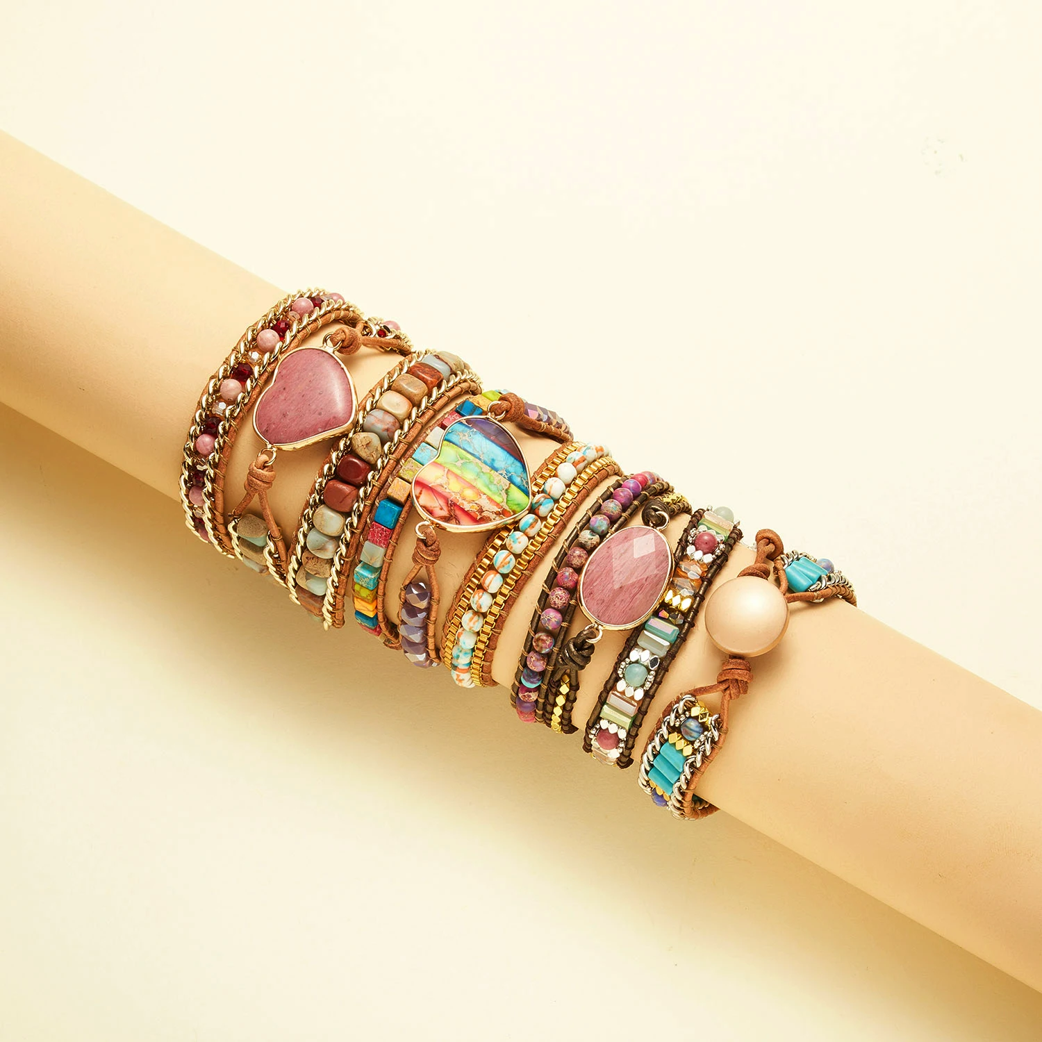 Bracelet Jewelry Leather Bracelets Shell Charm Bracelets New Fashion Mixed Color Natural Stone Bracelet For Women Men Chakra Heart Wrap Leather Chain Bracelet&Bangle Charm Jewelry
