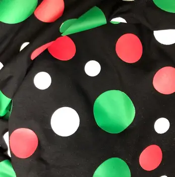 

christmas silk Fabric knitted Fabric Girl's T-shirt black green red dots Fabric Sewing Patchwork telas de algodon por metro