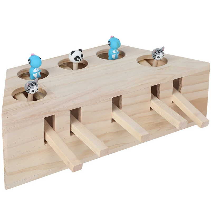 

Cat Hunting Toy Mouse Solid Wood Pet Interactive Maze Mouse Hole Hamster Funny Toy 5-Hole fOR Pet Supplies