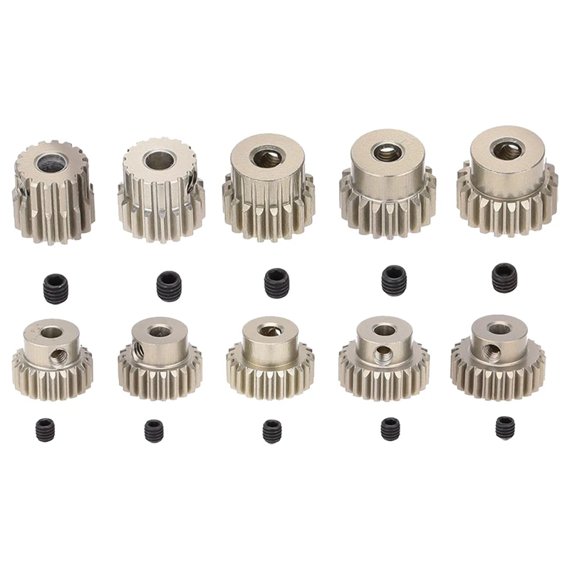 

2 Sets for 1/10 RC Car Brushed Brushless Motor Pinion Motor Gear Combo Set, 1Set 48DP 21T 22T 23T 24T 25T & 1Set 48DP 3.175Mm 16