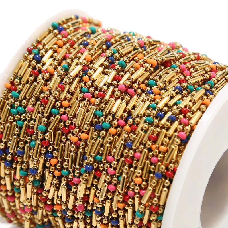 2mm Width Colorful Metal Enamel Beaded Ball Stainless Steel Bulk Ball