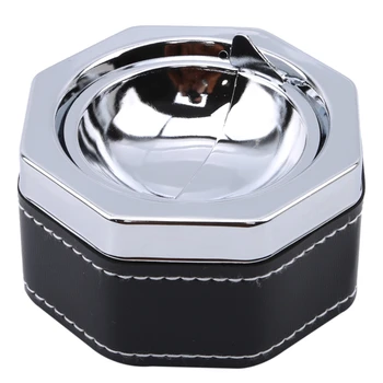 

Portable Practical Household Metal Ashtray Rotating Black Sticky Skin Model Rotating Ordinary Cigarette Ashtray Push Smoking Set