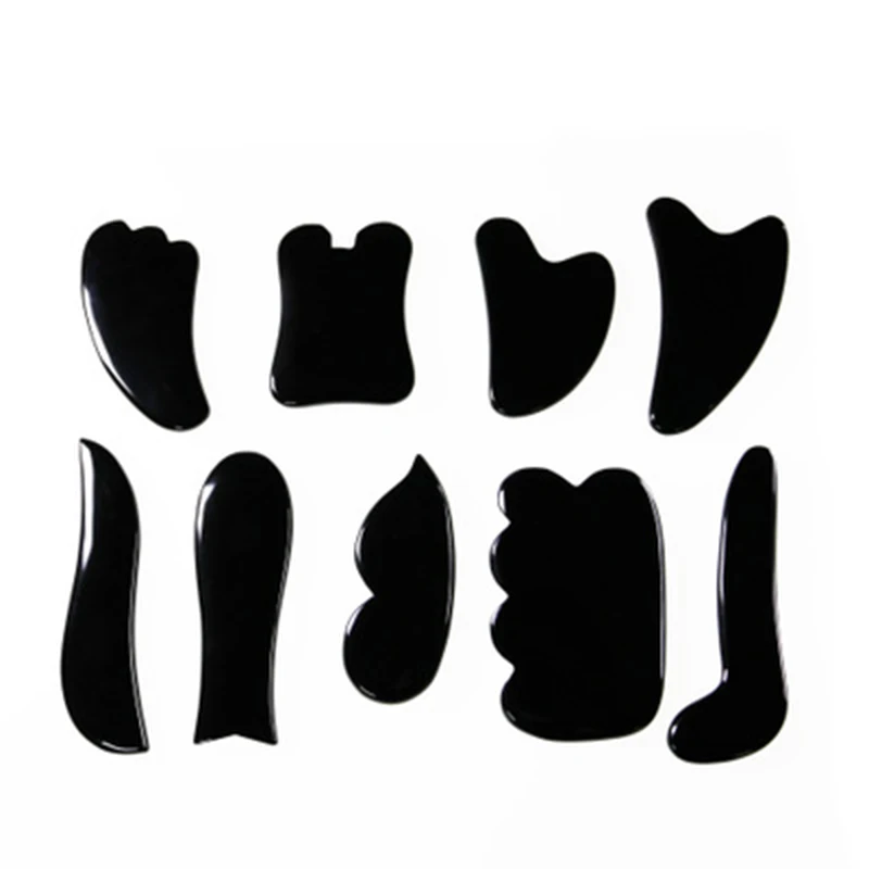 Черный обсидиан Jade Guasha доска натуральный камень скребок Gua Sha соскабливание массажный инструмент массажер для тела Акупунктура давление терапия