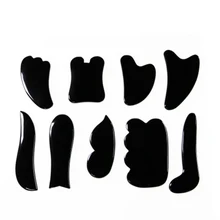 Черный обсидиан Jade Guasha доска натуральный камень скребок Gua Sha соскабливание массажный инструмент массажер для тела Акупунктура давление терапия