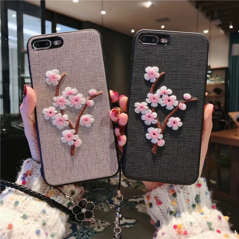 

Creative Applicable IPhoneX Embroidered Phone Case iPhone 7/8plus Korean "All Edges Included Stereo Protective Case