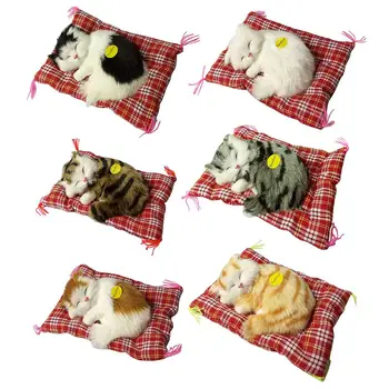 

17x14cm Simulation Sleeping Cats Toy Plush Stuffed Toy Press Simulation Sound Animal Cute Doll Kids Gift Home Desk Decorations