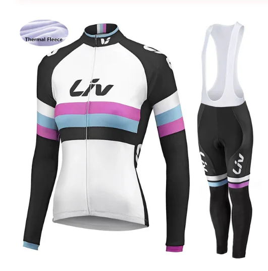 Bib Long suit LIV Зимняя Теплая Флисовая велосипедная Джерси с длинным рукавом, набор Джерси для триатлона, зимняя одежда для верховой езды, одежда для велоспорта - Цвет: Bib Long suit