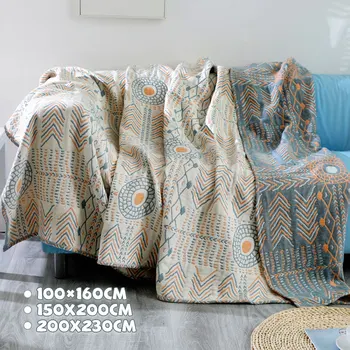 

100% Cotton Muslin Summer Blanket Bed Sofa Travel Breathable Chic Bohemia Large Soft Throw Blanket Para Blanket for Home Office