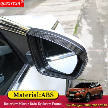 

QCBXYYXH Car Styling ABS Car Rearview Mirror Decoration Rain Gear Back Mirror Eyebrow Cover Stickers For Peugeot 3008 2017 2018