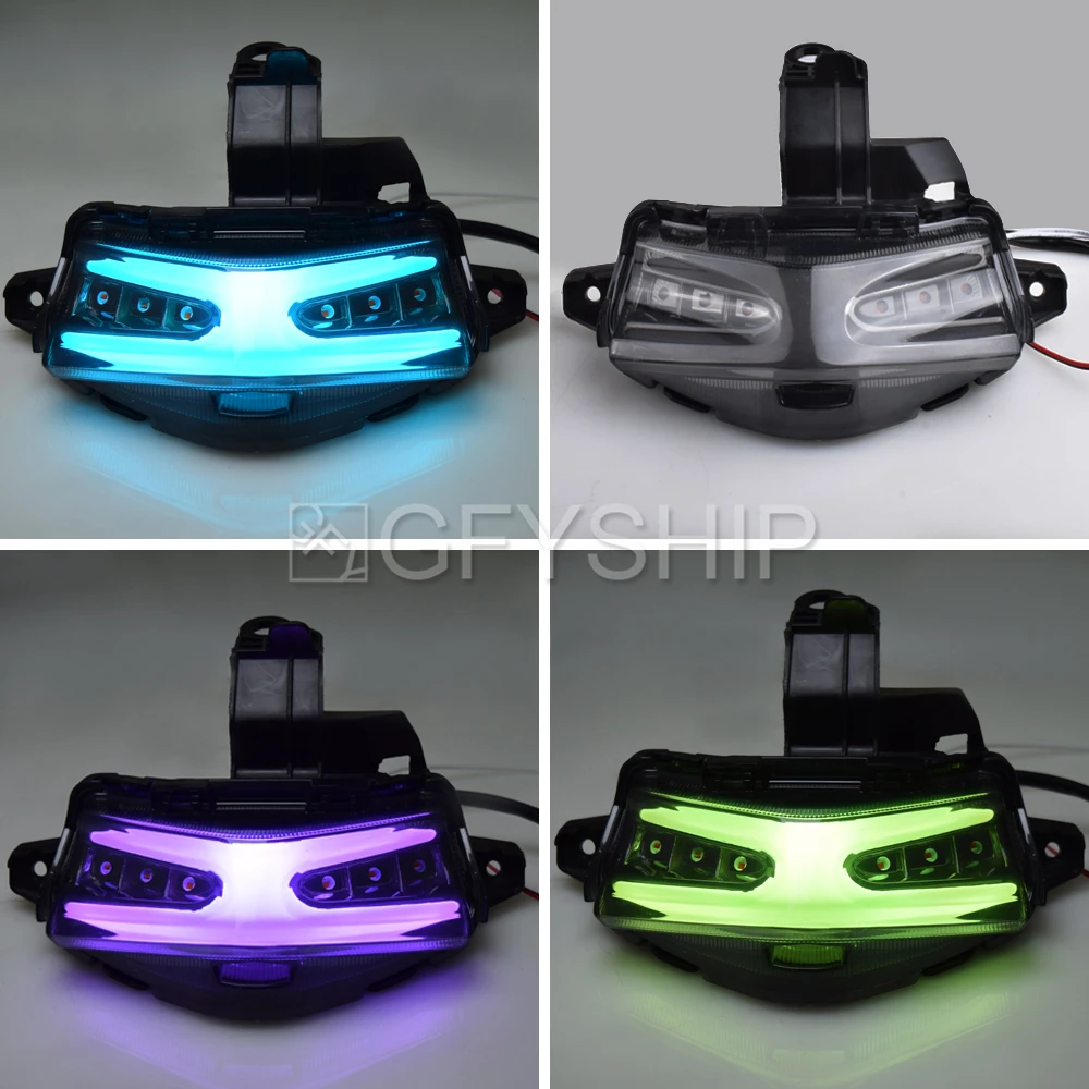 Задние габаритные огни мотоцикла светодиодный свет мотоцикл RGB красочные тормозные вспышки лампы Moto поворотный Задний сигнальный фонарь для Yamaha NVX155 AEROX155