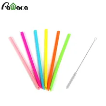 Силиконовые прямые соломинки для 30 унций Tumblers, многоразовый силикон соломинки Экстра длинные гибкие соломинки с чистящими щетками