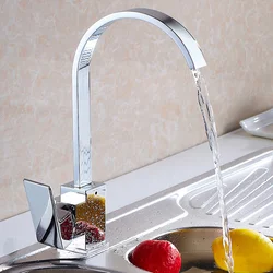 Fashion Brass Kitchen Faucet Cold Hot Water Sink Mixer Taps Square Swivel Kitchen Faucets with Hose Quality Guarantee HOTBEST