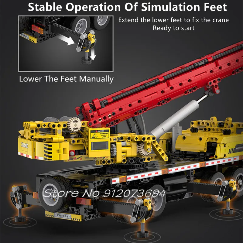 1:20 Boom Lift Telescopic Remote Control Crane Truck Puzzle Learning DIY Assembly Building Blocks 360° Console Rotate RC Truck 3
