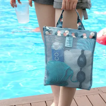 

Portable Beach Bag Kids Children Mesh Storage Bag Outdoor Beach Park Swimming Toys Towel Clothes Organizer Mesh Swimming Bag