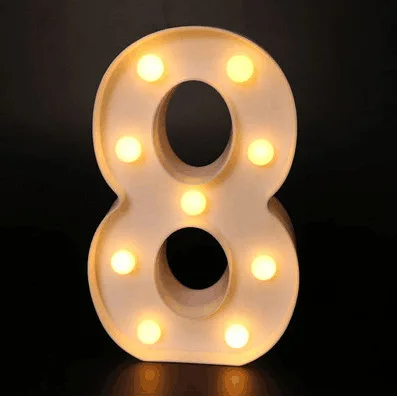 thumbnail image 1 of Letras decorativas Letra del alfabeto Luces LED Lámpara luminosa con números Decoración Luz de noche a batería Fiesta Decoración del dormitorio del bebé, 1 of 5
