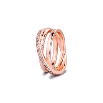 

Crossover Pavé Triple Band Ring Sterling Silver Female Rings for Women Simple Classic Love Rings Jewelry Accessory