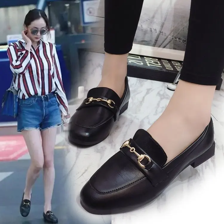 

DUSTO Shoes Women's 2019 Spring And Autumn New Style Korean-style Versatile WOMEN'S Shoes Small Leather Shoes Student Flat Shoes