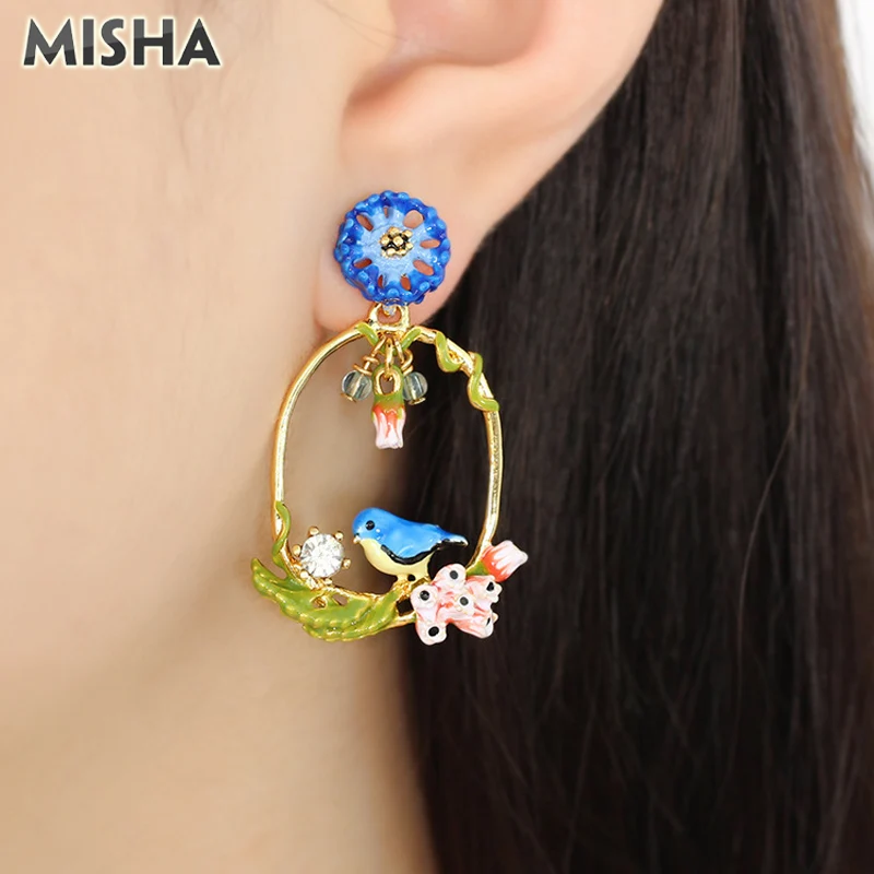 MISHA модные серьги для женщин высококачественное глянцевое покрытие синие серьги для девочек ювелирные изделия для вечерние свадебные подарки L833