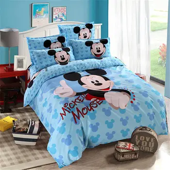 

Light Blue Mickey Mouse Bed Linens Twin Size Bedding Set for Kids Bedroom Decor Children's Quilt Duvet Cover Queen Boys Coverlet