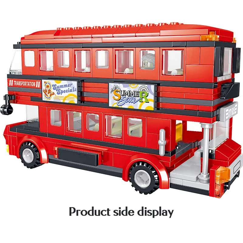 398PCS-Creator-Brt-Double-Deck-Bus-Building-Blocks-Technic-Red-Bus-City-School-Car-Bricks-Enlightenment (2)