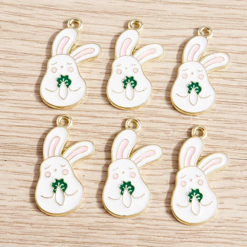 10 stücke Cartoon Emaille Tier Kaninchen Charms für Schmuck Machen Obst Erdbeere Karotte Charms Anhänger für DIY Halsketten Ohrringe – Detail 27