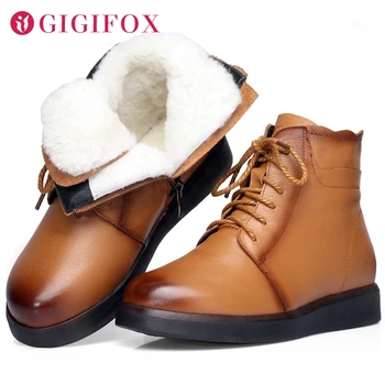 

Brand 2020 Genuine Leather Keep Warm Plush Add Fur Snow Boots Fashion Cow Skin Wool Winter Boots Women Shoes