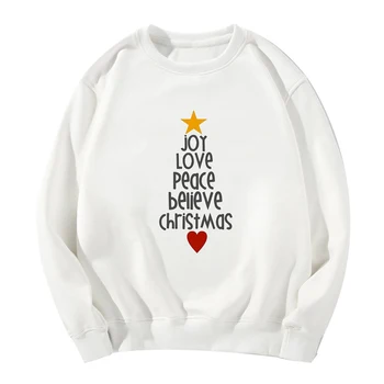 

Autumn Winter Joy Love Peace Believe Christmas Tree Tops Jumper Pullover Bluza Damska Sweatshirt Punk Cute Oversized Hoodie