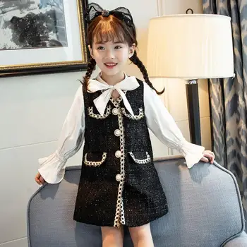 

Bow girl's dress 2020 Spring Long sleeve leisure Princess Dress Age 4-14Y Big Girls Clothing Good quality