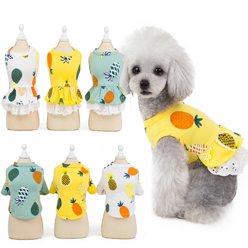 

Dog Dress Summer Pet Clothes Cute Fruit Printed Dresses for Small Middle Dog Cats Puppy Skirt Pet Vest Clothing Dropship