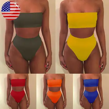 

2020 Summer Women Bikini Set Push-up Bra High Waist Swimsuit Swimwear Beachwear Bathing Suit