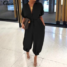 Celmia Women Vintage Jumpsuits 2019 Summer Short Sleeve Rompers Casual Loose Buttons Cargo Pants Plus Size Overalls Playsuits 7 Celmia Women Vintage Jumpsuits 2019 Summer Short Sleeve Rompers Casual Loose Buttons Cargo Pants Plus Size Overalls Playsuits 7