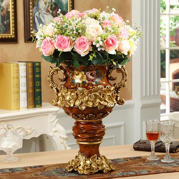 

European Luxury Resin Vase Handicraft Retro Creative Decorator Apartment Vase Arrangement Wedding Gifts Christmas gifts