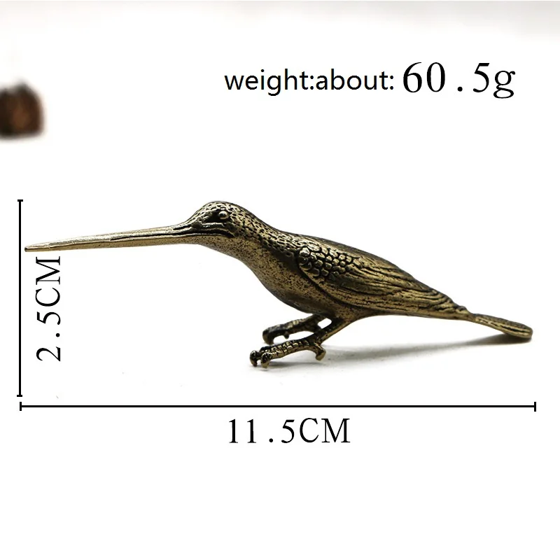 Solid Copper Long Mouth Bird Statue Ornaments Classic Brass Animal Woodpecker Figurines Home Desk Decorations Pu 'er Tea Needle tea needle set