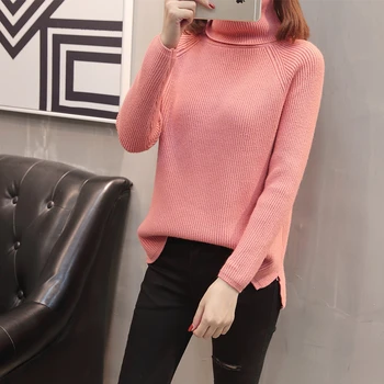 

Turtleneck Sweater Women Spring Autumn New Thick Turtleneck Knitted Sweater Over-size Fashion Pullover Sweater