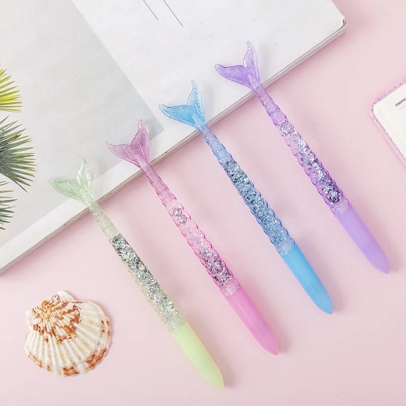 

36PCS Girl Color Plating Mermaid Into Oil Gel Pen Quicksand Tender Signature Pen Stationery
