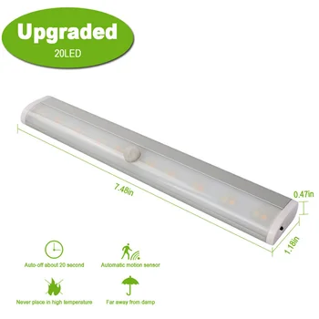 

20LED PIR Motion Sensor LED Night Light Wireless Wardrobe Closet Cabinet Lights