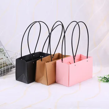 

Exquisite Gift Bag Packaging Bags Large With Handle Kraft Paper Rectangle Flower Box Bulk PVC Waterproof Wedding Party Gift Bags