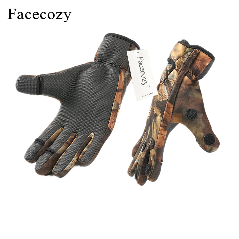 Obtenga esto Facecozy de invierno al aire libre de pesca impermeable guantes dos o tres dedos cortados antideslizante escalada guante senderismo Camping montar guantes dg5WLokL