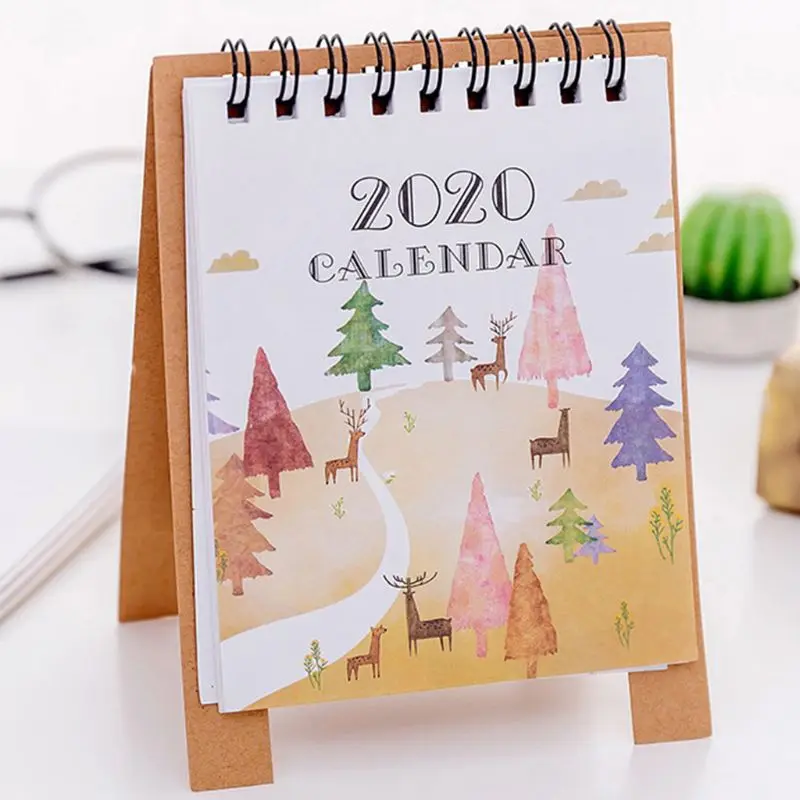 2020 календарь ручной рисунок мультфильм Фламинго свежий мини настольная бумага двойной ежедневный график планировщик стола годовой