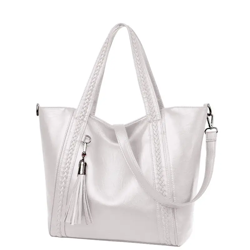 Большие женские сумки-мессенджеры через плечо из мягкой искусственной кожи высокого качества брендовые дизайнерские модные женские сумки большие сумки - Цвет: Белый
