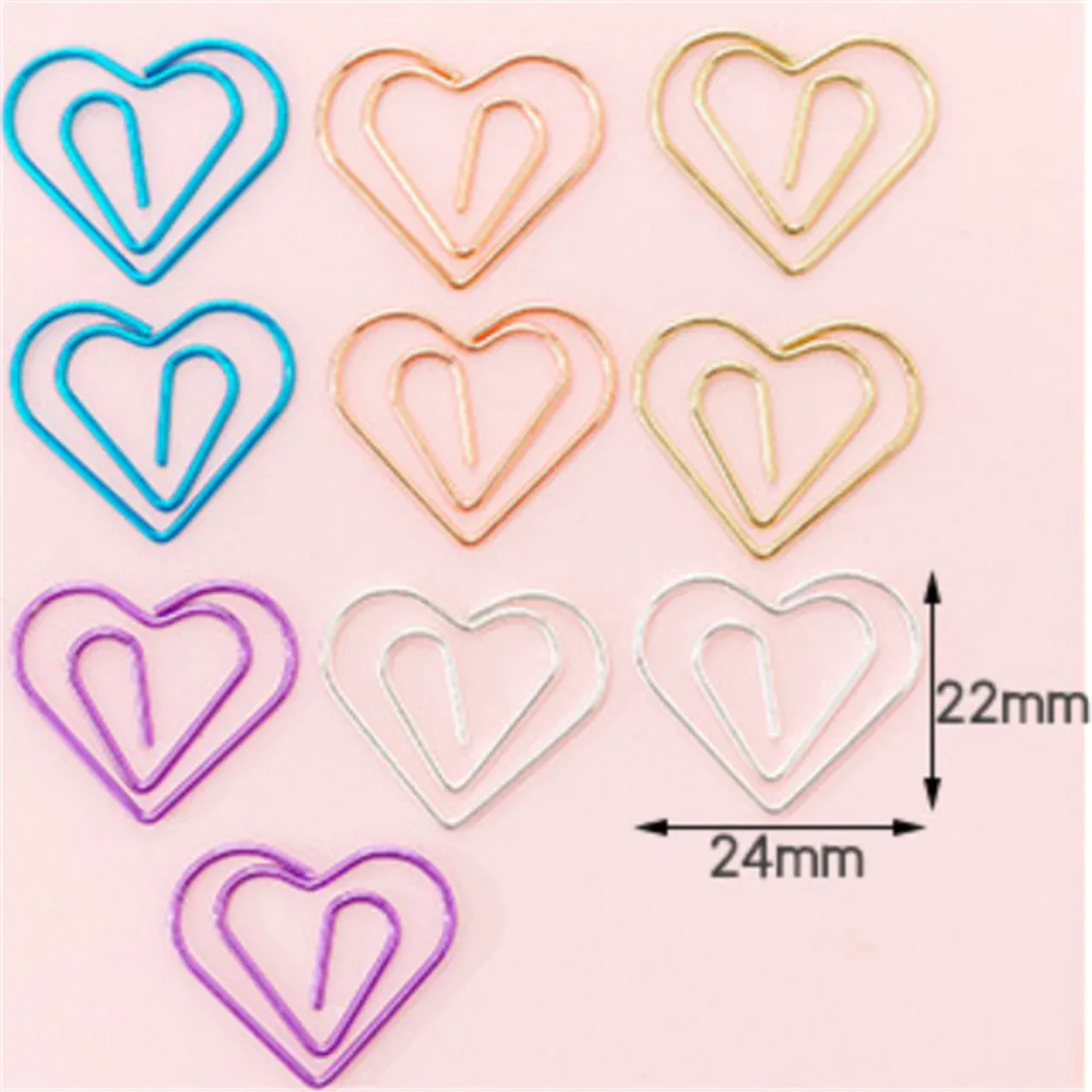 heart shape 10 шт./упак. милый кактус бумажный с бантом зажимы Kawaii Канцелярские милые красочные вышивка «звёздочки» или «бриллианты» Форма зажимы канцелярские принадлежности - Цвет: heart shape