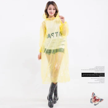 

10 Pcs Fashion Women Man Raincoat PE Thickened Waterproof Rain Poncho Coat Adult Clear Transparent Camping Hoodie Rainwear Suit